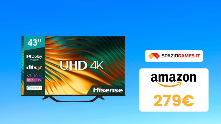 Super offerta su Amazon: smart TV 43" Hisense a un PREZZO BOMBA e consegna Pre-Natalizia!