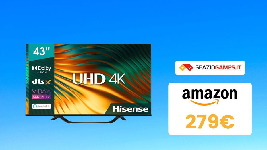 Immagine di Super offerta su Amazon: smart TV 43" Hisense a un PREZZO BOMBA e consegna Pre-Natalizia!