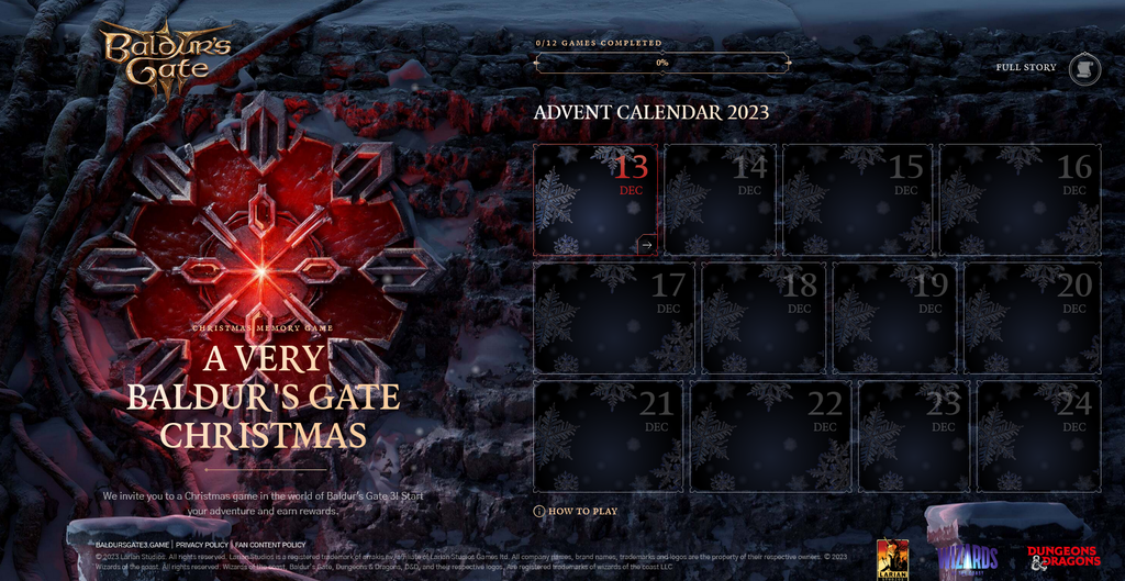 Baldur's Gate 3 lancia il suo Calendario dell'Avvento contiene una