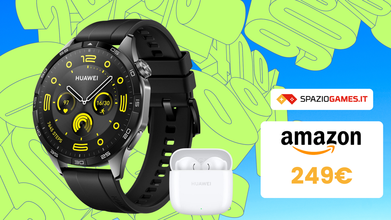 Immagine di FOLLIA Amazon: Huawei Watch GT 4 + Freebuds SE 2 a un prezzo super