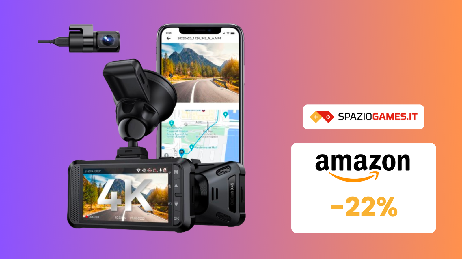 SUPER PREZZO: dash cam con doppia telecamera ora in sconto del 22%! -  SpazioGames