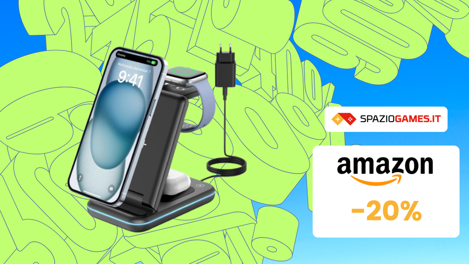Immagine di PREZZO TOP! Caricabatterie Wireless 3 in 1 JoyGeek in sconto del 20%