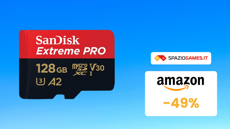 Scheda SD SanDisk 128GB + adattatore in SUPER sconto su Amazon! (-49%)