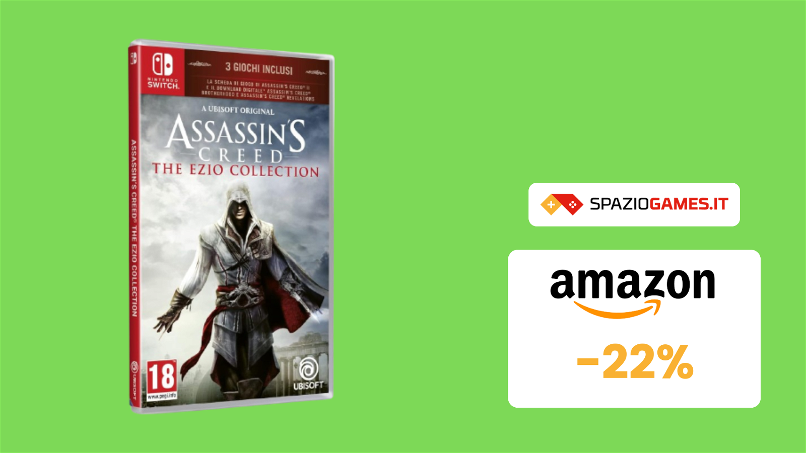 SVUOTATUTTO AMAZON: Assassin's Creed The Ezio Collection per Switch in sconto del 22%