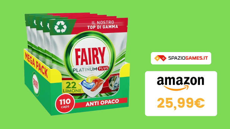 Fate fare il pieno alla vostra lavastoviglie con il MEGA Pack di Fairy Platinum Plus (-31%)!