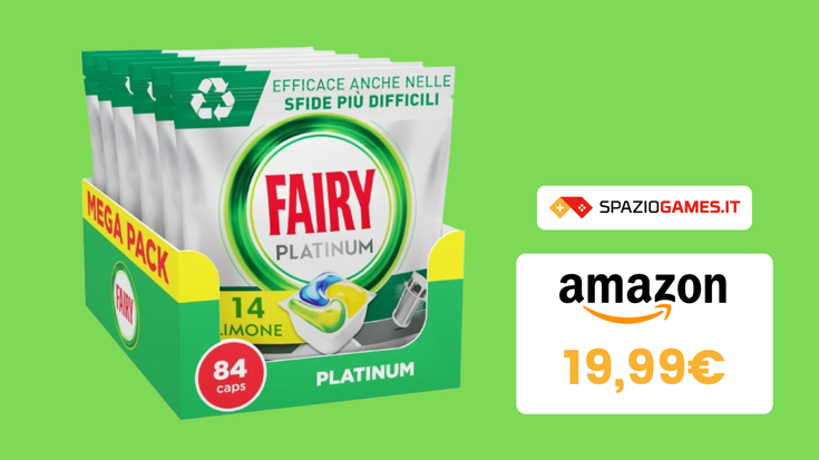 84 pastiglie per lavastoviglie Fairy Platinum ora a MENO di 20€