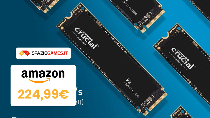 PREZZO TOP per SSD NVMe Crucial P3 da 4TB: oggi a soli 225€