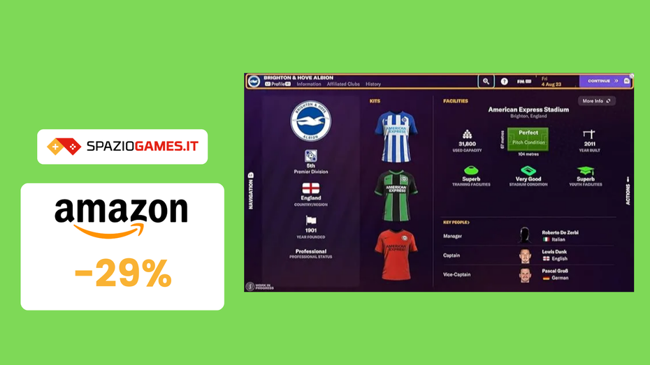 Immagine di Football Manager 2024 a SOLI 37€! OFFERTA IMPERDIBILE a -29%!