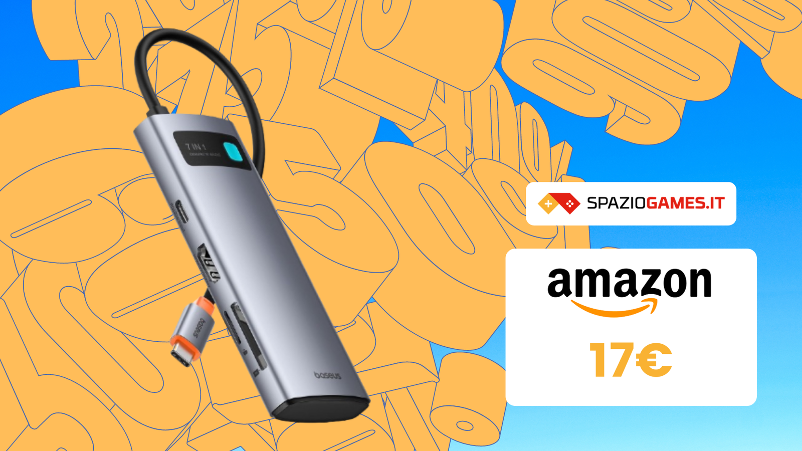 PREZZO SHOCK! Hub USB C 7-in-1 di Baseus a SOLI 17€!