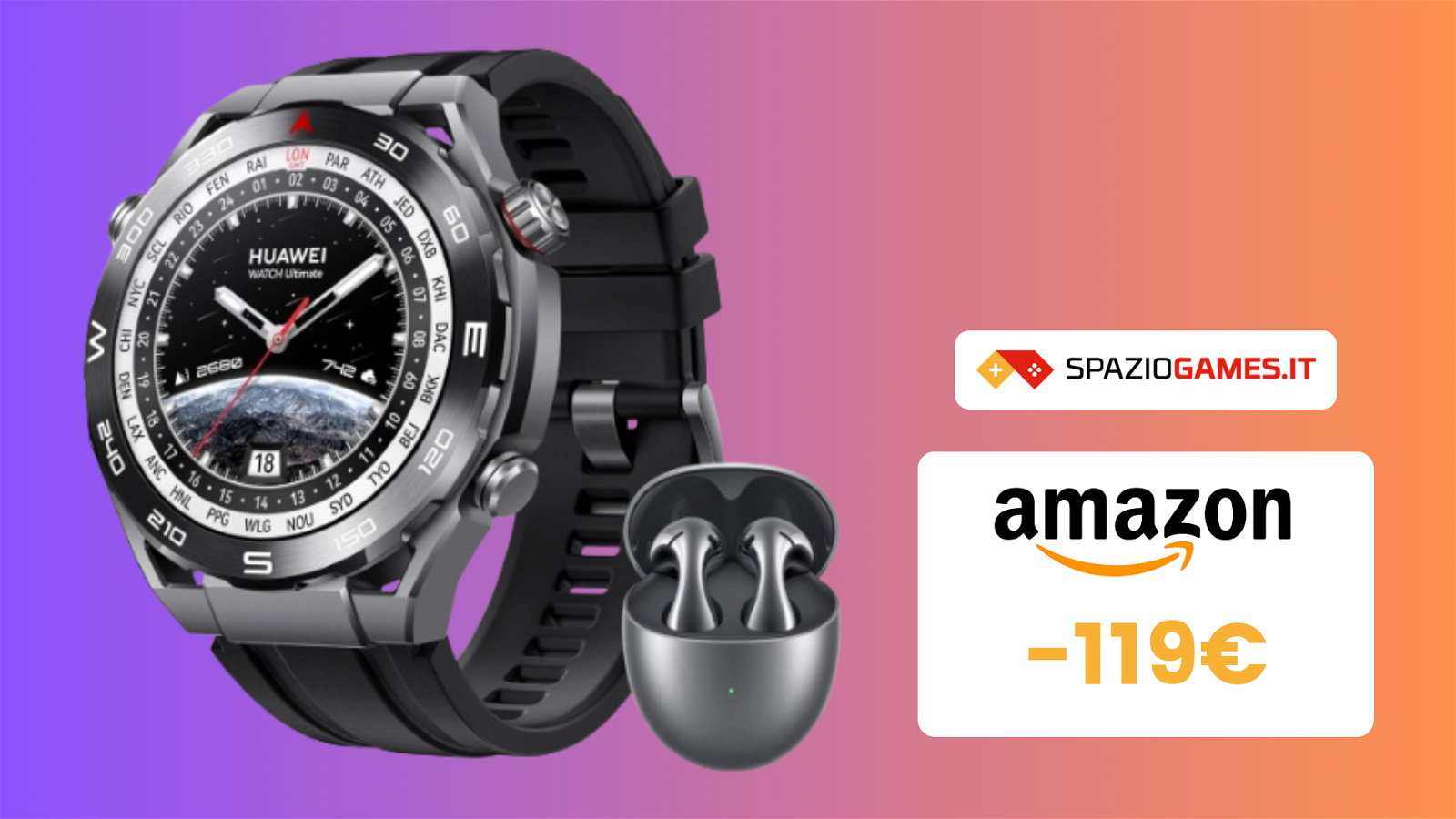 WOW! Bundle Smartwatch HUAWEI Ultimate + FreeBuds 5 in SUPER OFFERTA! (-119€)