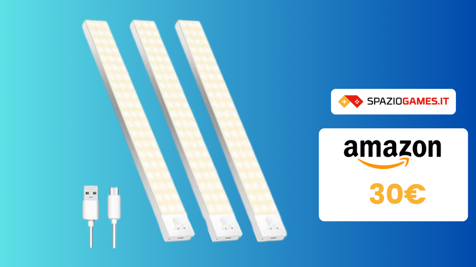 Immagine di 3 COMODISSIME Strisce LED con sensore di movimento a SOLI 30€!