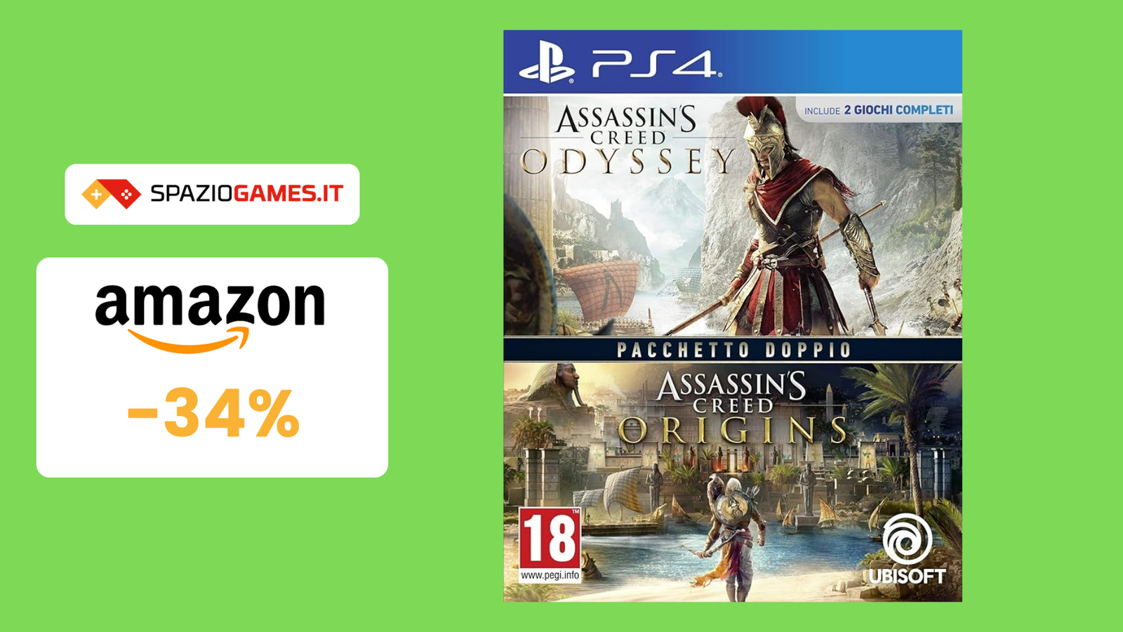 Assassin's Creed Origins + Odyssey per PS4 a 33€! Prezzo top!