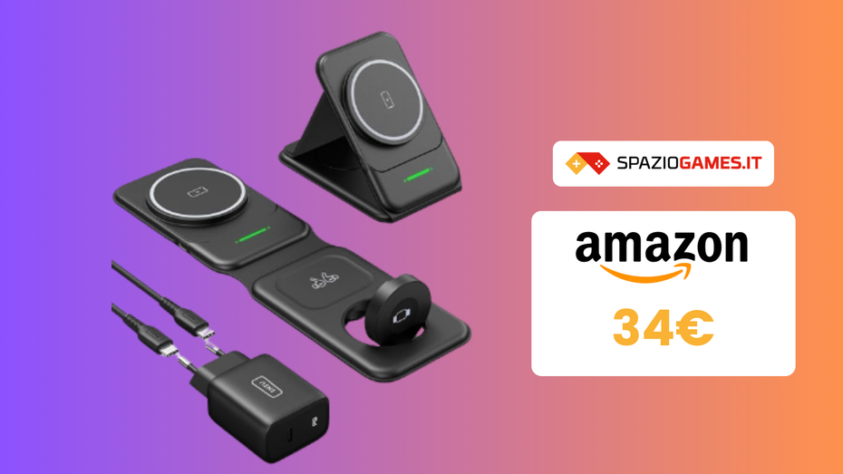 Immagine di Efficiente caricatore 3-in-1 con Magsafe a 34€ con sconto e coupon!