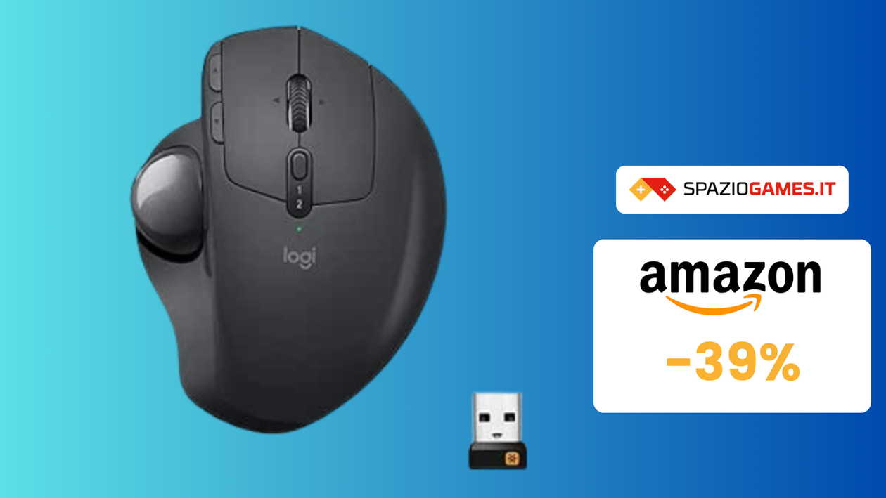 Immagine di Mouse wireless Logitech MX Ergo a 76€! Basta dolori!
