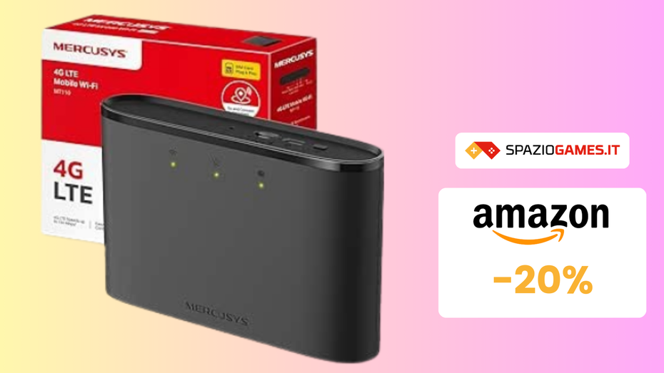 Immagine di Router Wi-Fi portatile Mercusys con SIM in OFFERTA a 40€!