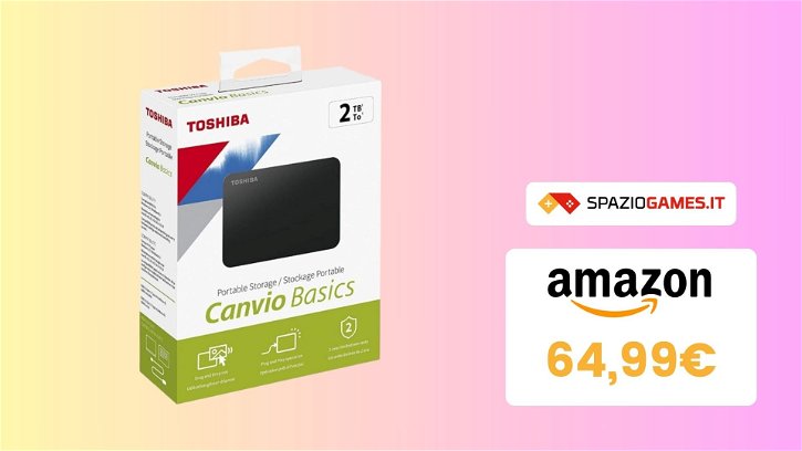 Immagine di Questo hard disk esterno Toshiba da 2 TB costa SOLO 65€! OTTIMO AFFARE!
