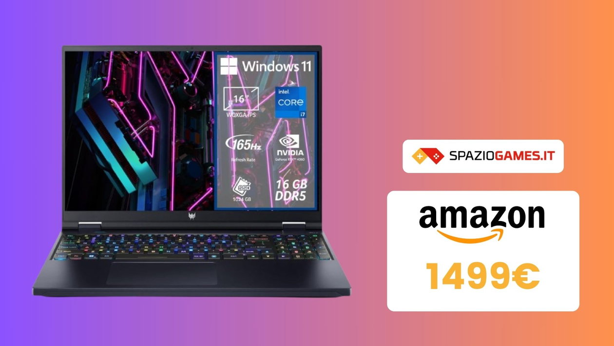 Immagine di Acer Predator Helios 16 con RTX 4060 a MENO di 1500€! IMPERDIBILE!