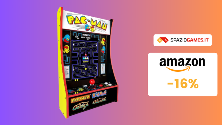 STUPENDO cabinato Pac-Man Partycade con 4 giochi in OFFERTA!