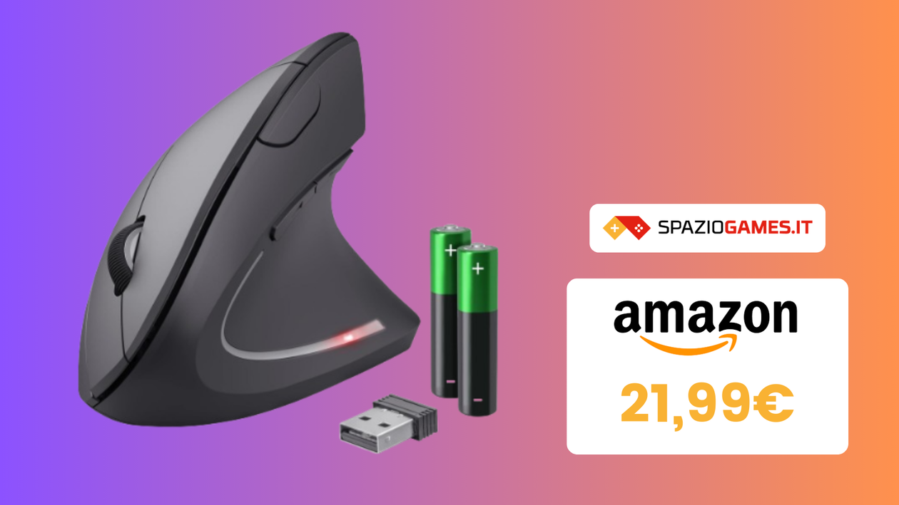 Immagine di Addio tendinite col mouse ergonomico Trust Verto! Oggi a SOLI 22€!