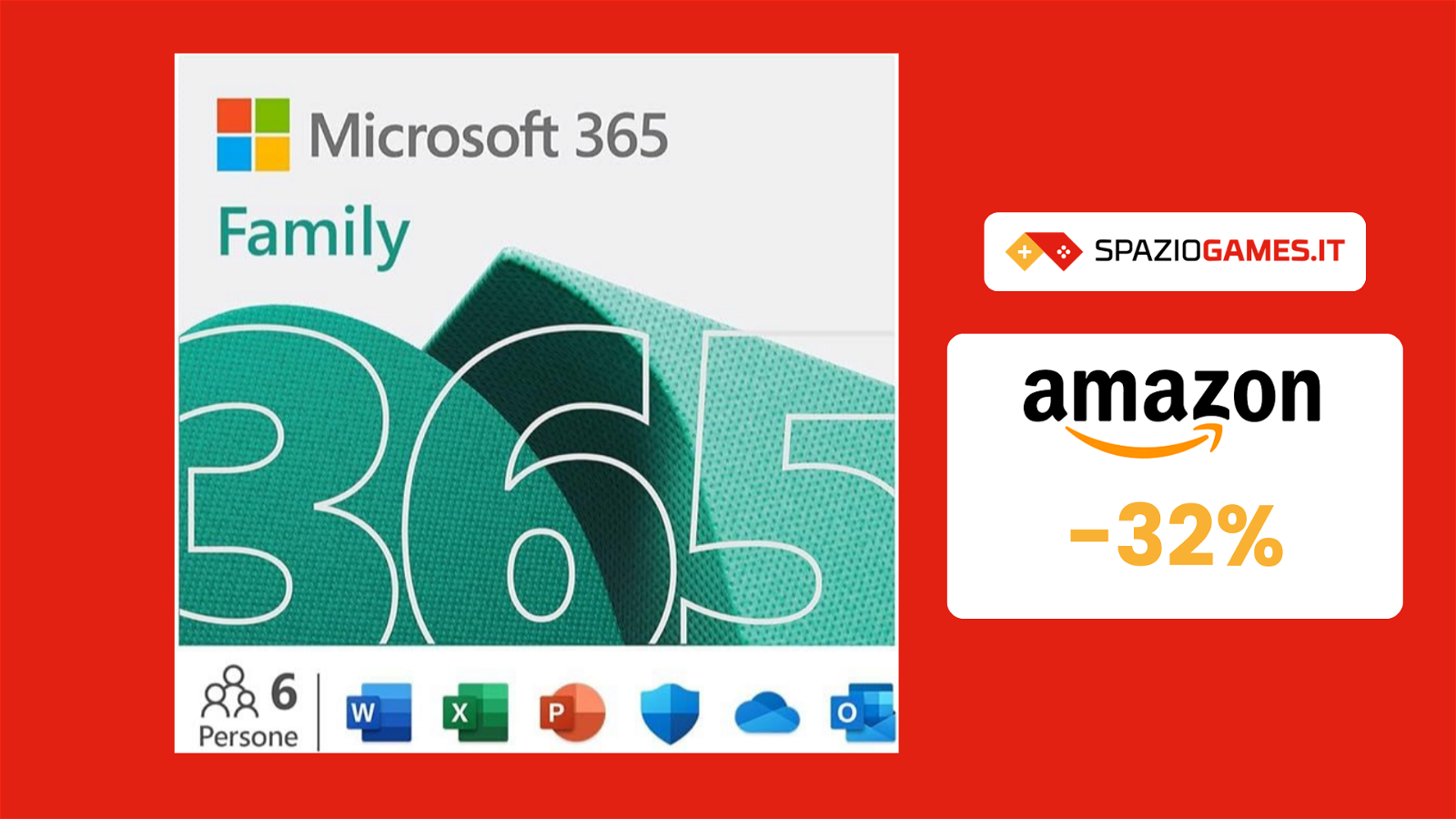 AFFARONE: Microsoft 365 Family a soli 50€, sconto del 32%!