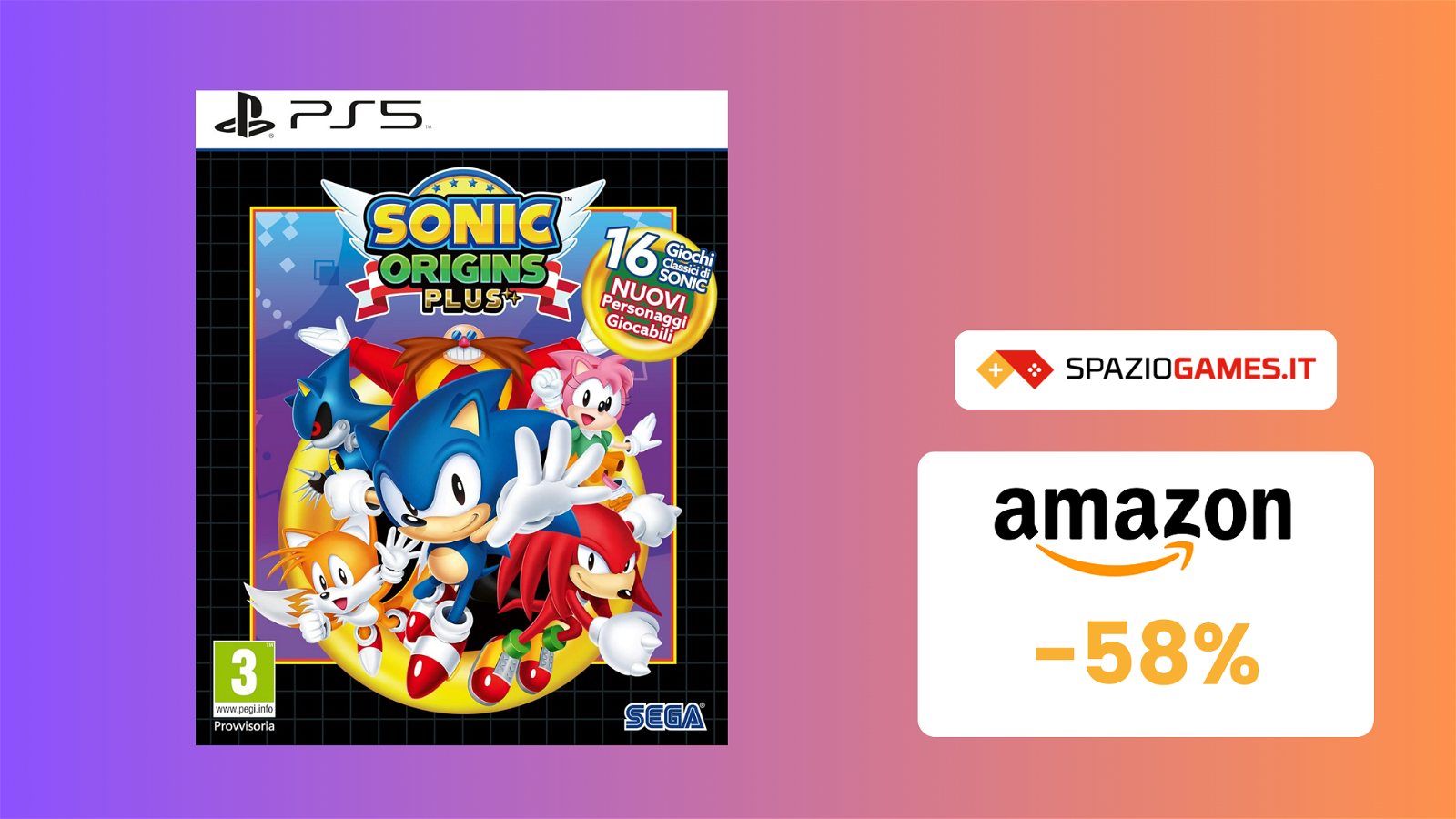 Sonic Origins Plus per PS5 oggi vi costa MENO DELLA META'! SOLI 17€!