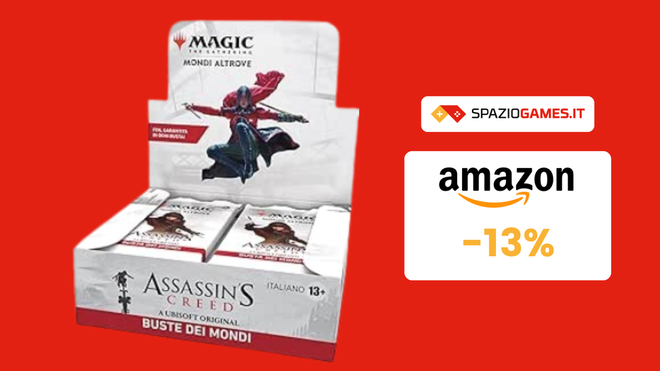 Immagine di Magic The Gathering presenta il box con 24 buste dei mondi di Assassin’s Creed!