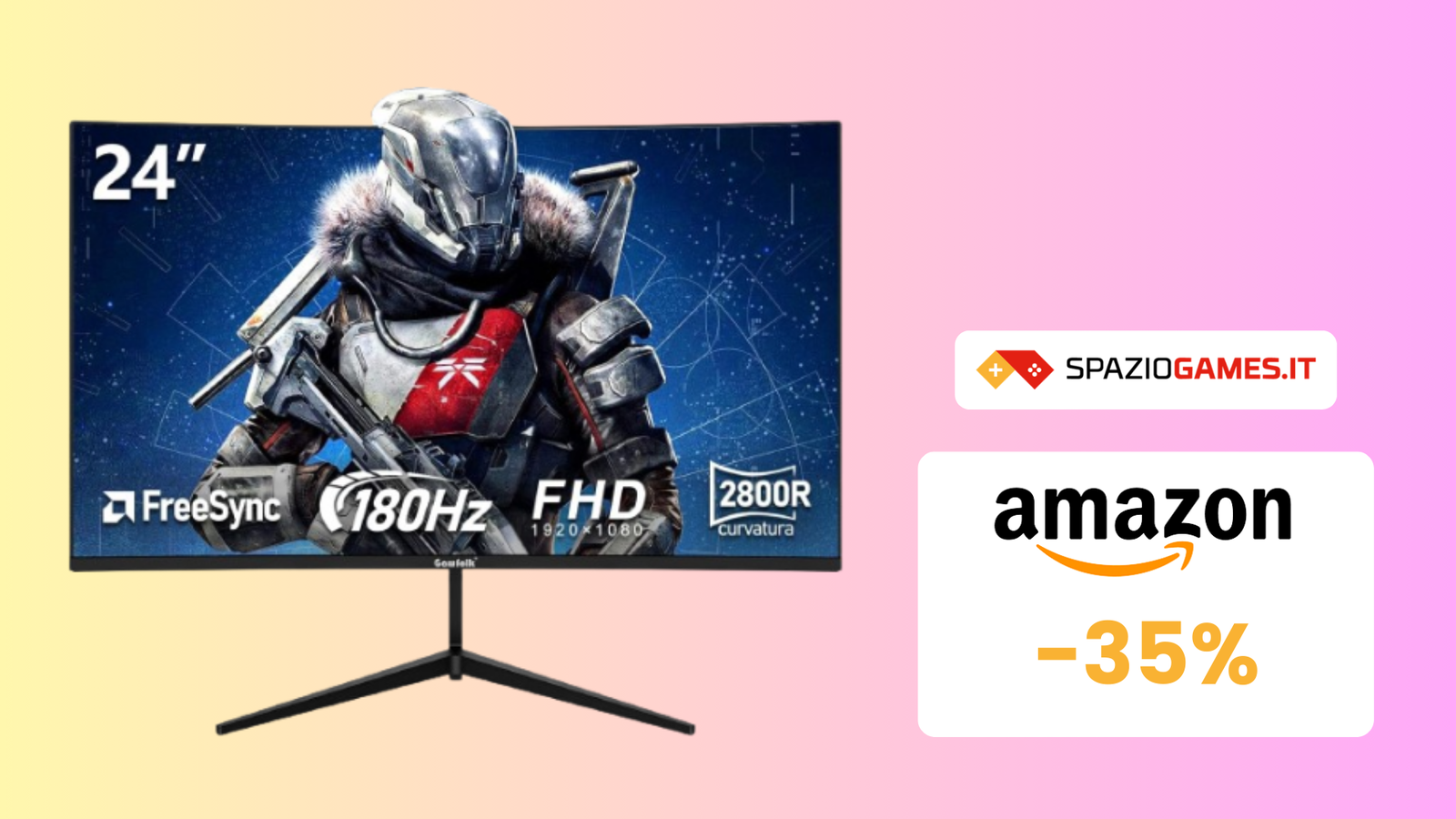 Monitor gaming curvo a 180Hz SCONTATO del 35%! Può essere vostro a soli 110€!
