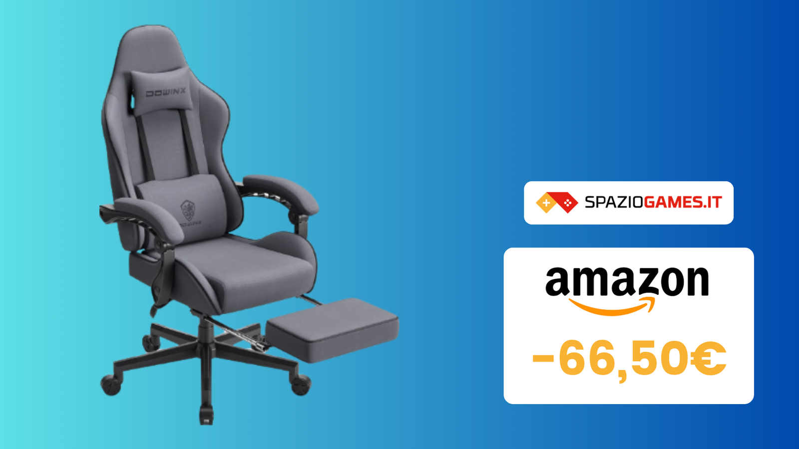 Dowinx Sedia Da Gaming E Ufficio Ergonomica – Portata 200 Kg – Braccioli 4D E Supporto Lombare – Oscillazione 15° – Colore Nero