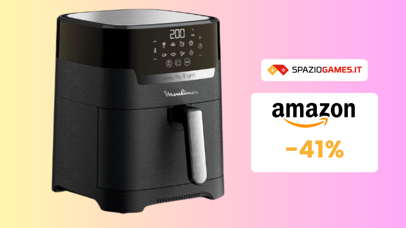 Friggitrice ad aria Moulinex Easy Fry & Grill a 95€ con 8 programmi!