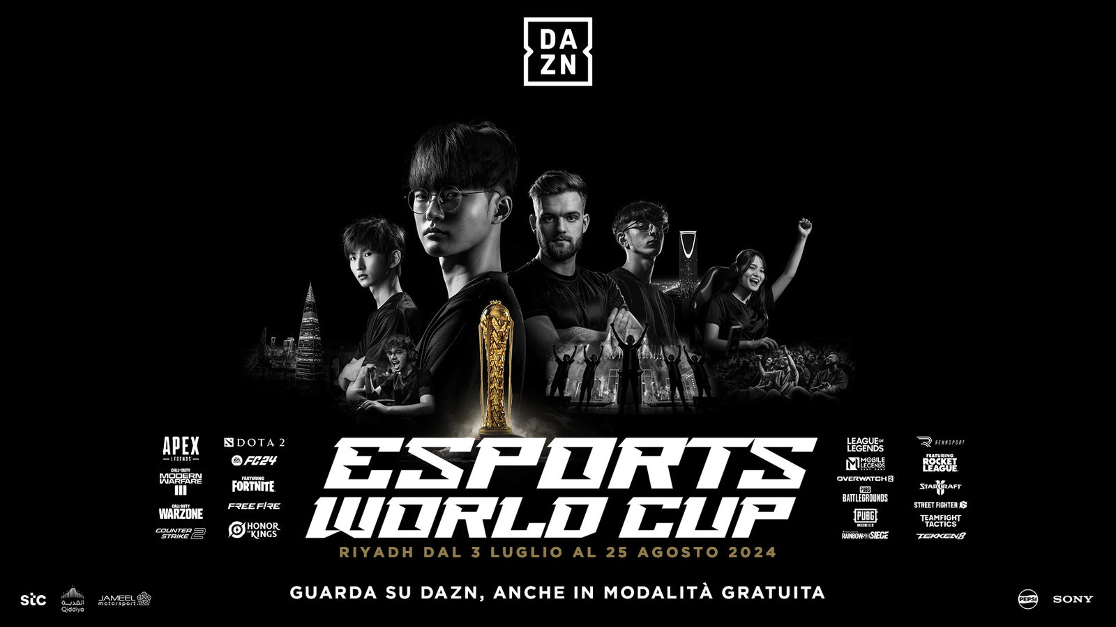 La prima Esports World Cup sarà trasmessa su DAZN (anche gratis)