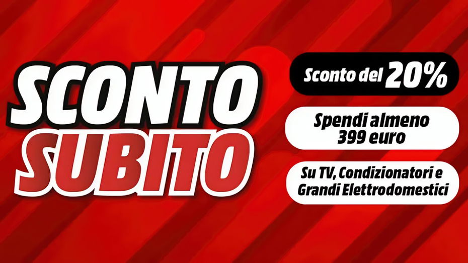 Immagine di Acquista una smart TV (e non solo) per almeno 399€, Mediaworld sconta subito il carrello del 20%!