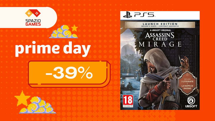 Immagine di Prime Day 2024: Assassin's Creed Mirage per PS5 a un PREZZO IMBATTIBILE! -39%