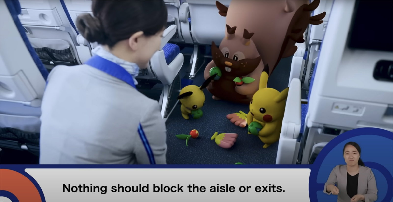Ora c'è una compagnia aerea dove i Pokémon vi spiegano le procedure di sicurezza