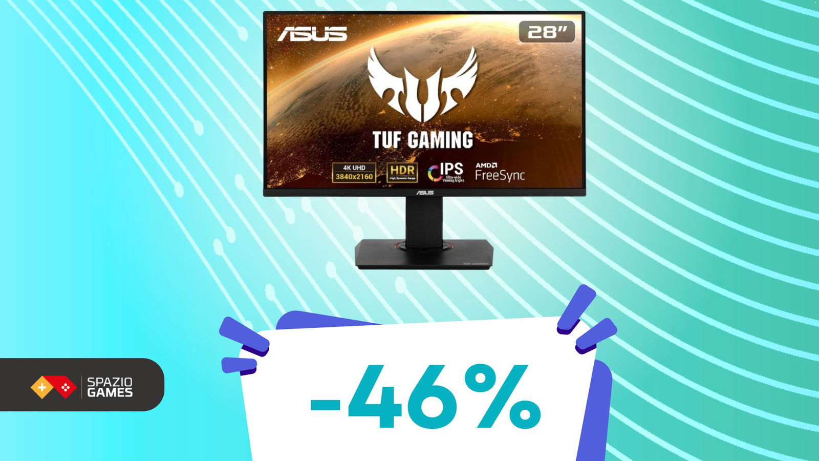 Gioca al massimo con questo monitor ASUS da 28", oggi con uno SCONTO del 46%!