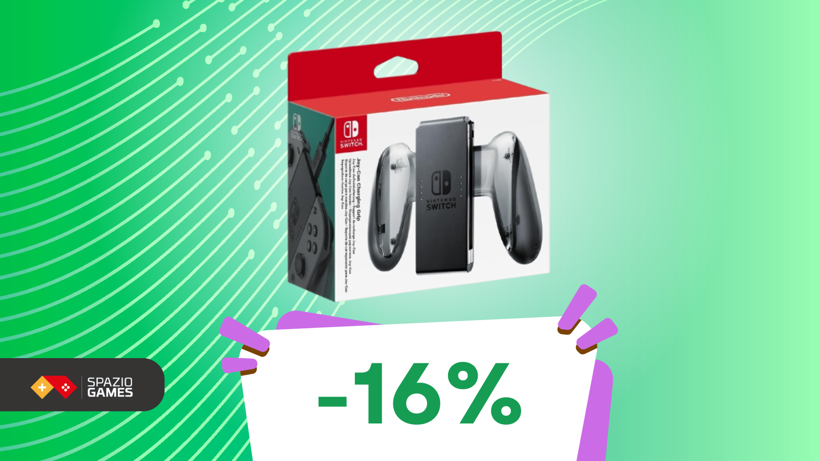 Gioca senza interruzioni: ricarica i tuoi Joy-Con mentre giochi con il Charging Grip Nintendo! (-16%)