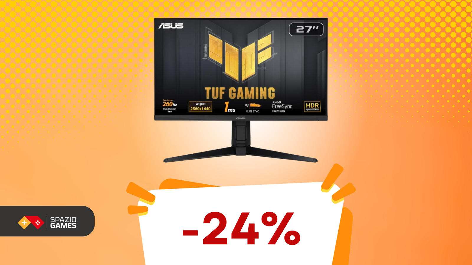 Questo monitor gaming ASUS TUF 27" è tutto ciò che un gamer competitivo desidera! 24% di SCONTO!