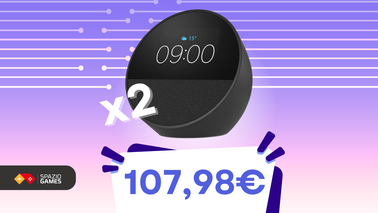 OFFERTA ANTICIPATA BLACK FRIDAY: oggi 2 Echo Spot 2024 quasi al prezzo di uno!