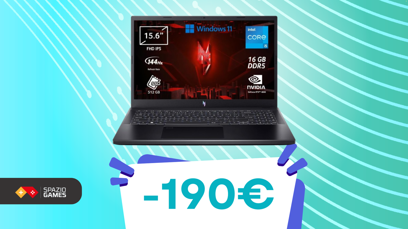 Gioco, lavoro, e creatività? Acer Nitro V 15 fa tutto! Oggi SCONTATO di 190€!