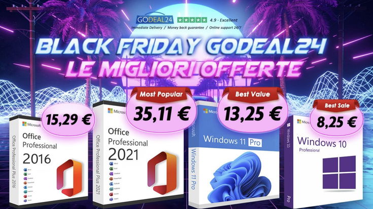 Offerte Black Friday su Windows 11 e Office con licenze a vita da 10€