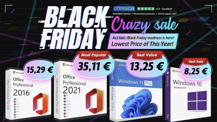 Offerte Black Friday: Office a vita da 15€ e Windows 11 a soli 10€