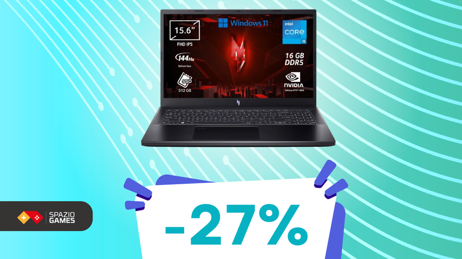 Immagine di OFFERTA IMPERDIBILE: notebook gaming Acer Nitro V 15 a SOLI 799€ su Amazon!