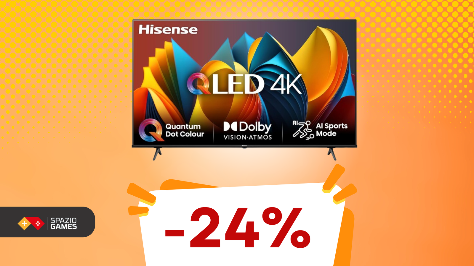 Hisense 65E77NQ: la smart TV perfetta per il Gaming, ora a PREZZO SCONTATO! -24%