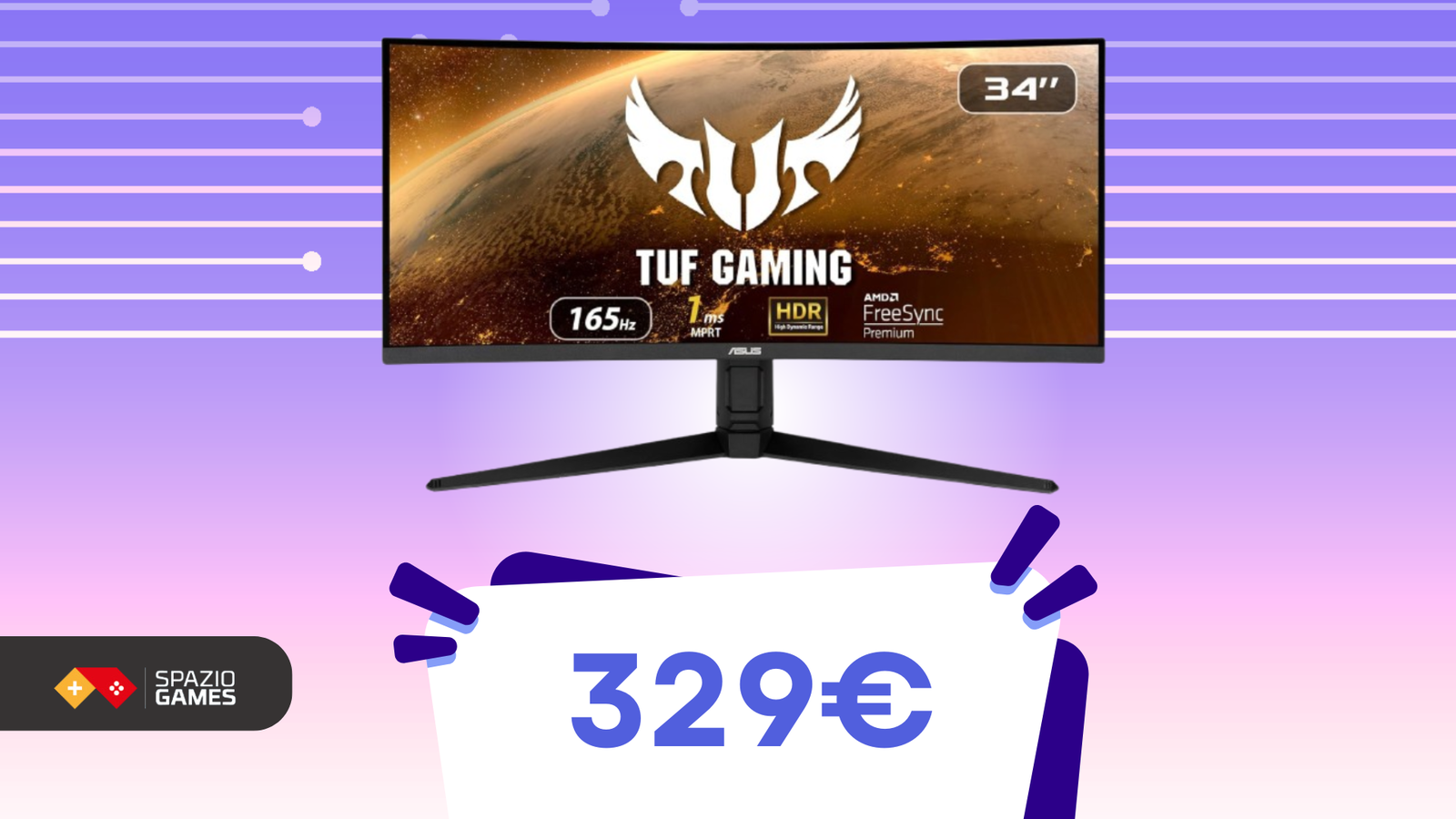 Gaming fluido, grafica TOP: il monitor TUF Gaming VG34VQL1B oggi è al MINIMO STORICO!