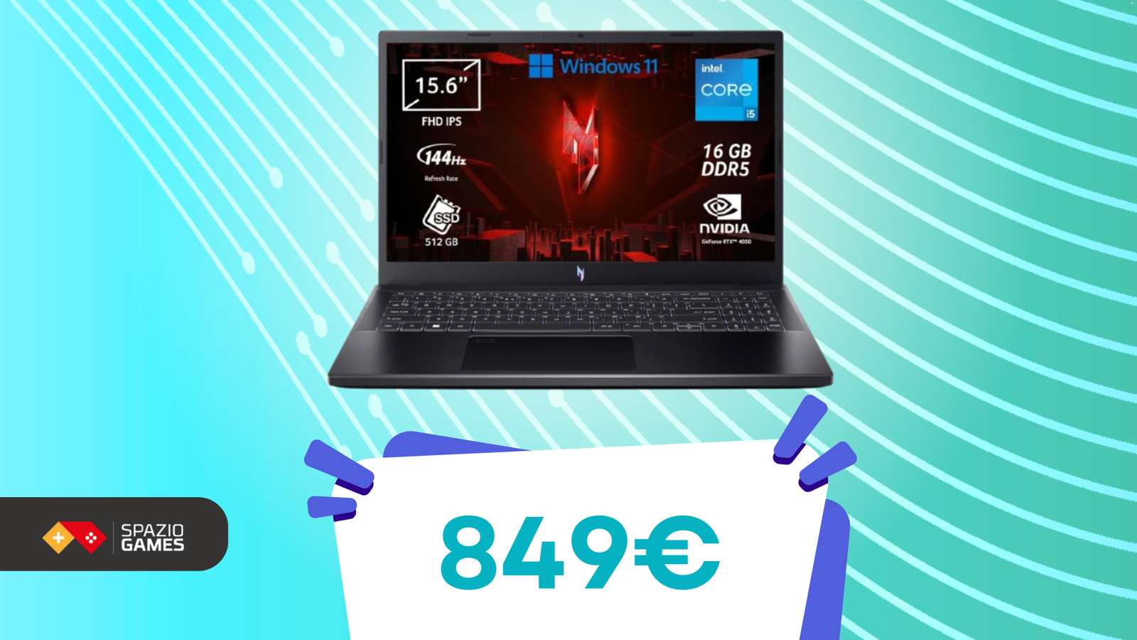 Performance da urlo, prezzo TOP: oggi il notebook da gaming Acer Nitro V 15 costa solo 849€!