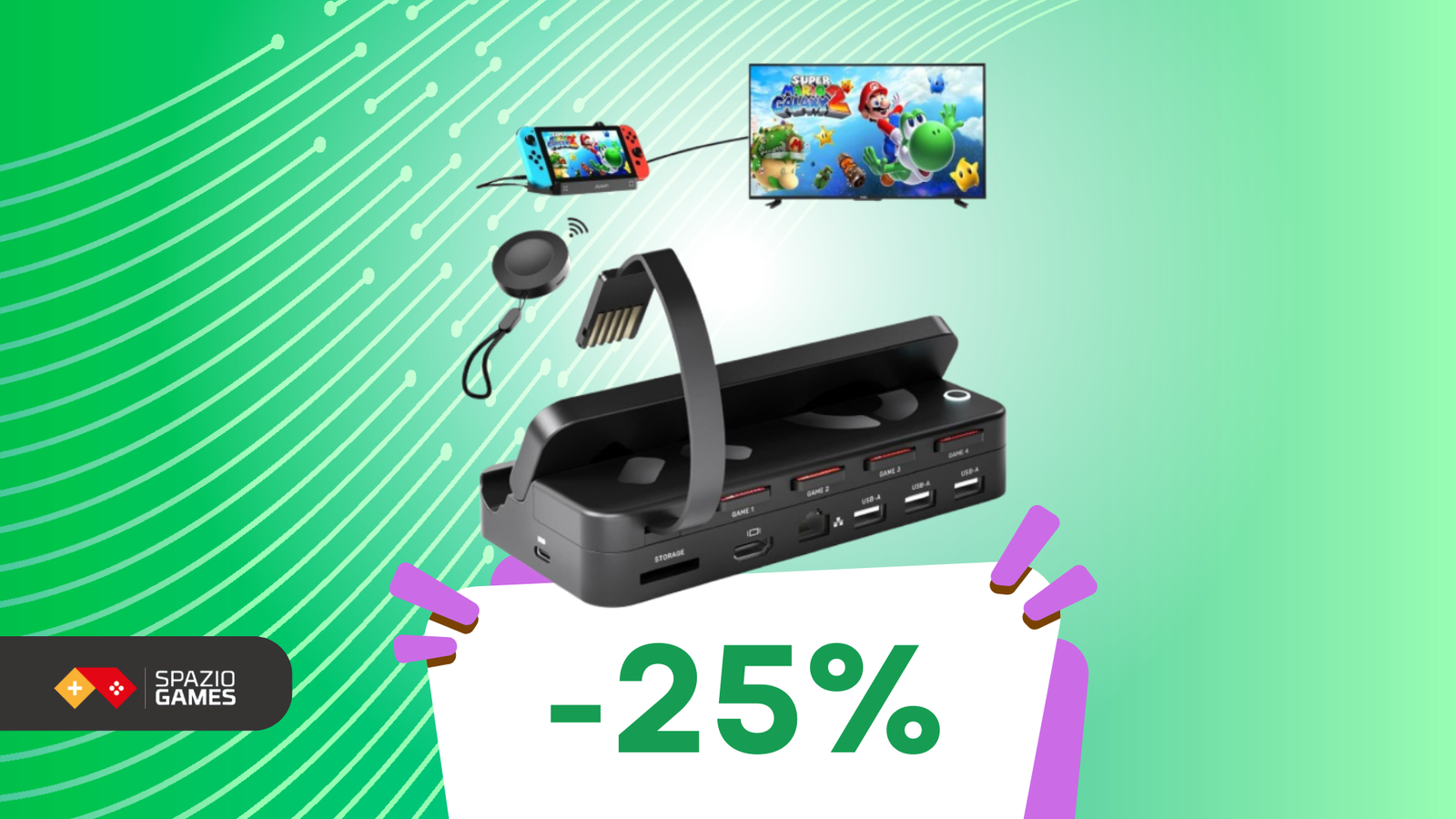 Con questa docking station per Switch non dovrai più alzarti per cambiare la schedina di gioco! (-25%)