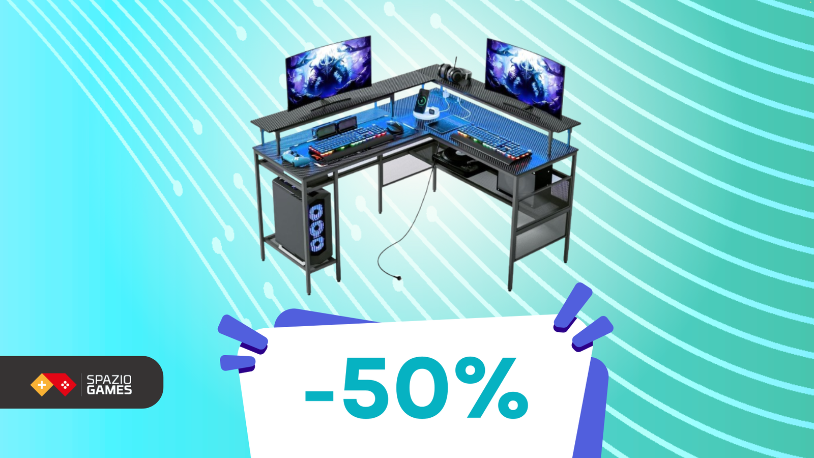 Una postazione da gamer PRO: questa scrivania da gaming è SCONTATA del 50%!