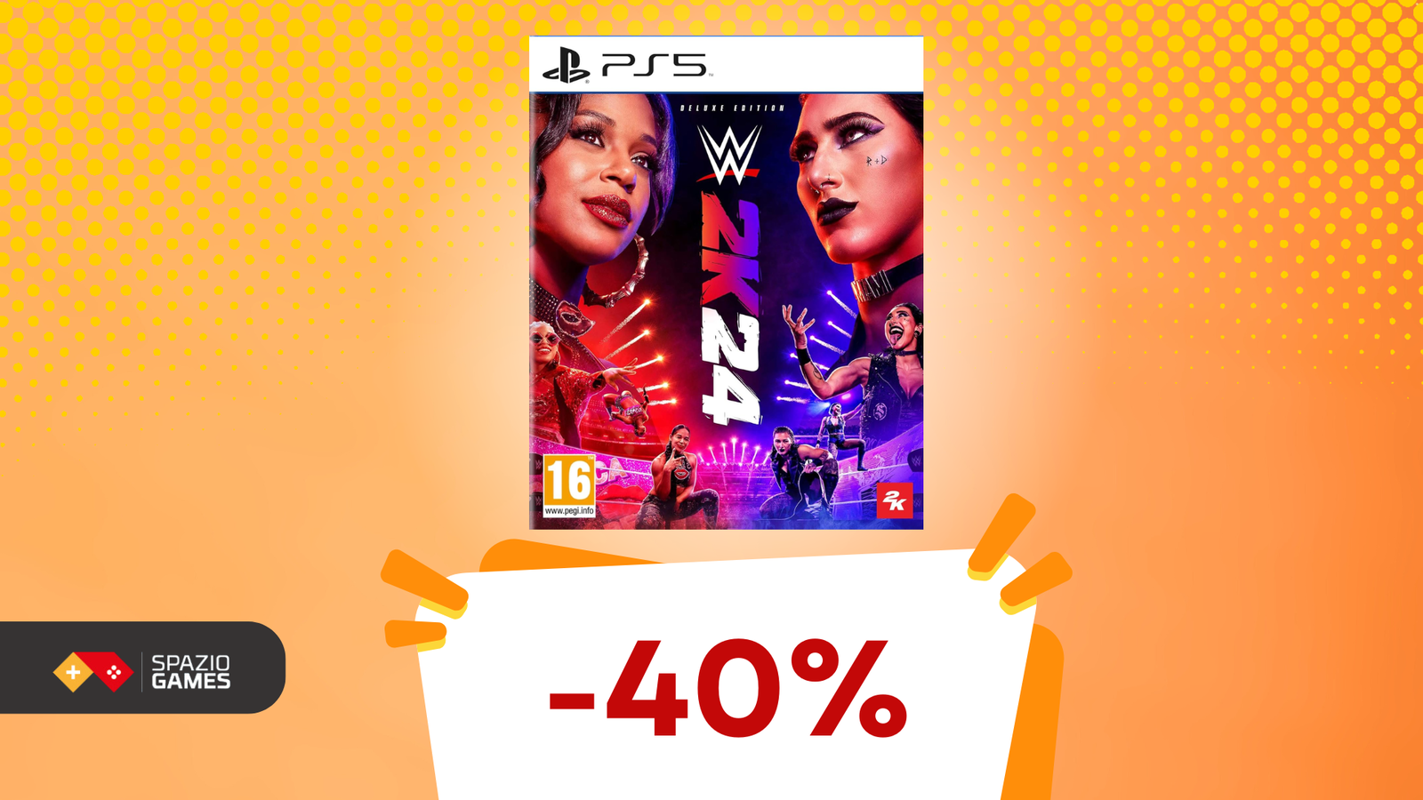 最好的摔跤比赛最高的价格是：WWE 2K24 Deluxe Edition是40％的折扣！