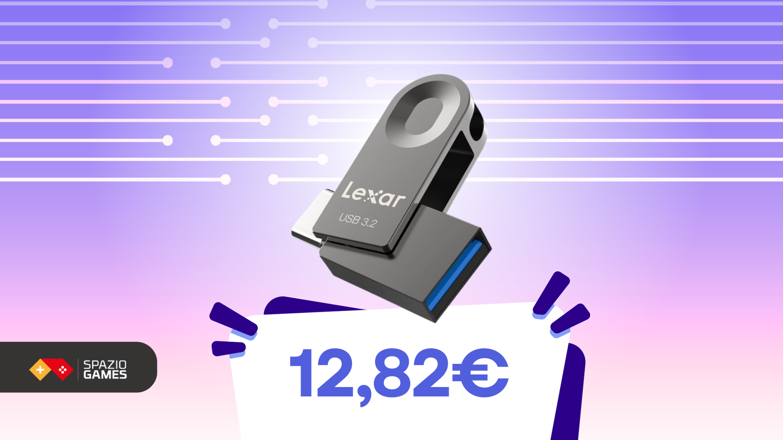 Tanto spazio per i tuoi file in un design compatto: la chiavetta Lexar da 64 GB COSTA SOLO 12,82€!