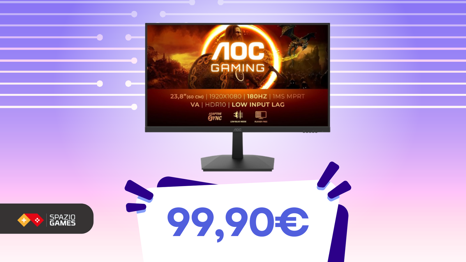 Grafica perfetta, gaming fluido: questo monitor da gaming AOC costa solo 99,90€!