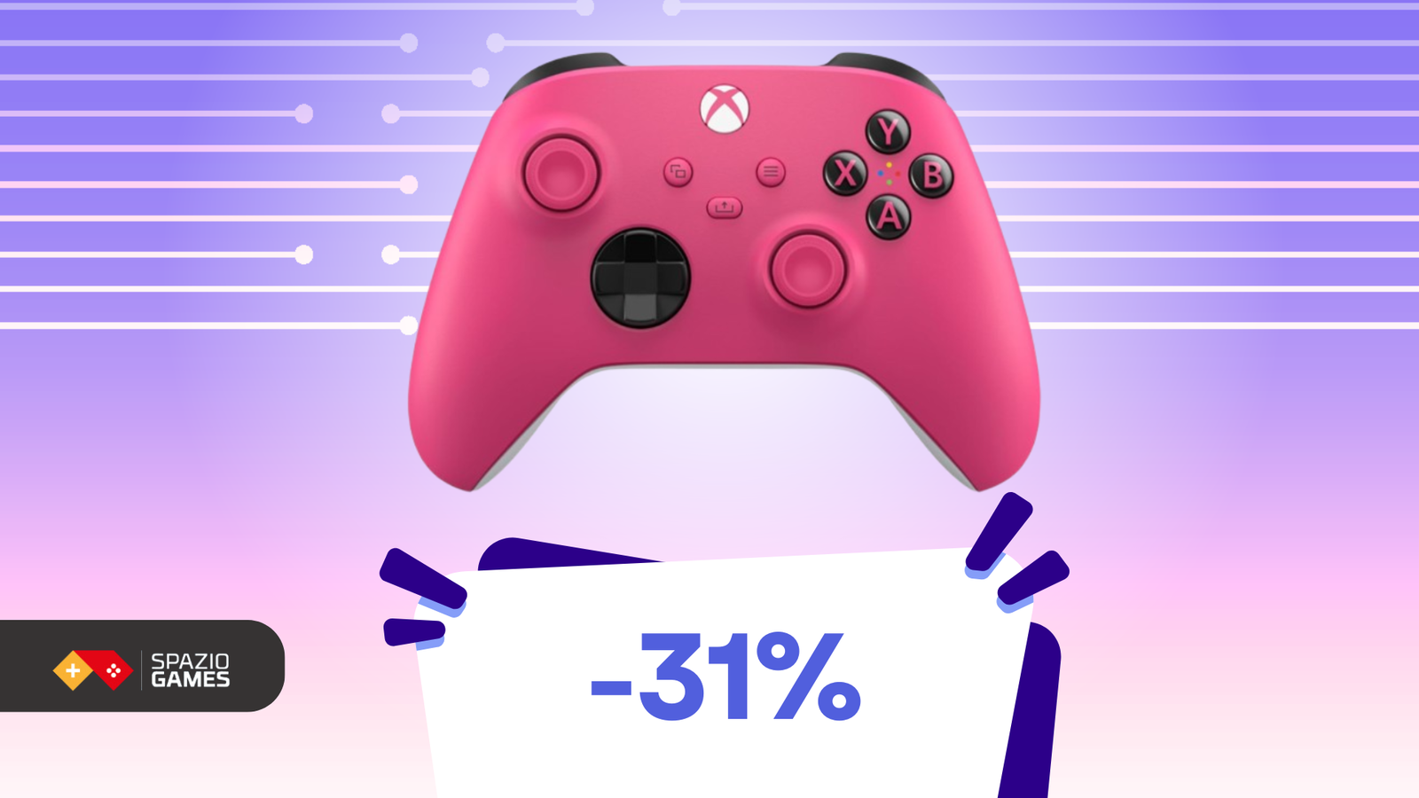 Aggiungete un tocco di colore al vostro setup con il controller Xbox Deep Pink! (-31%)